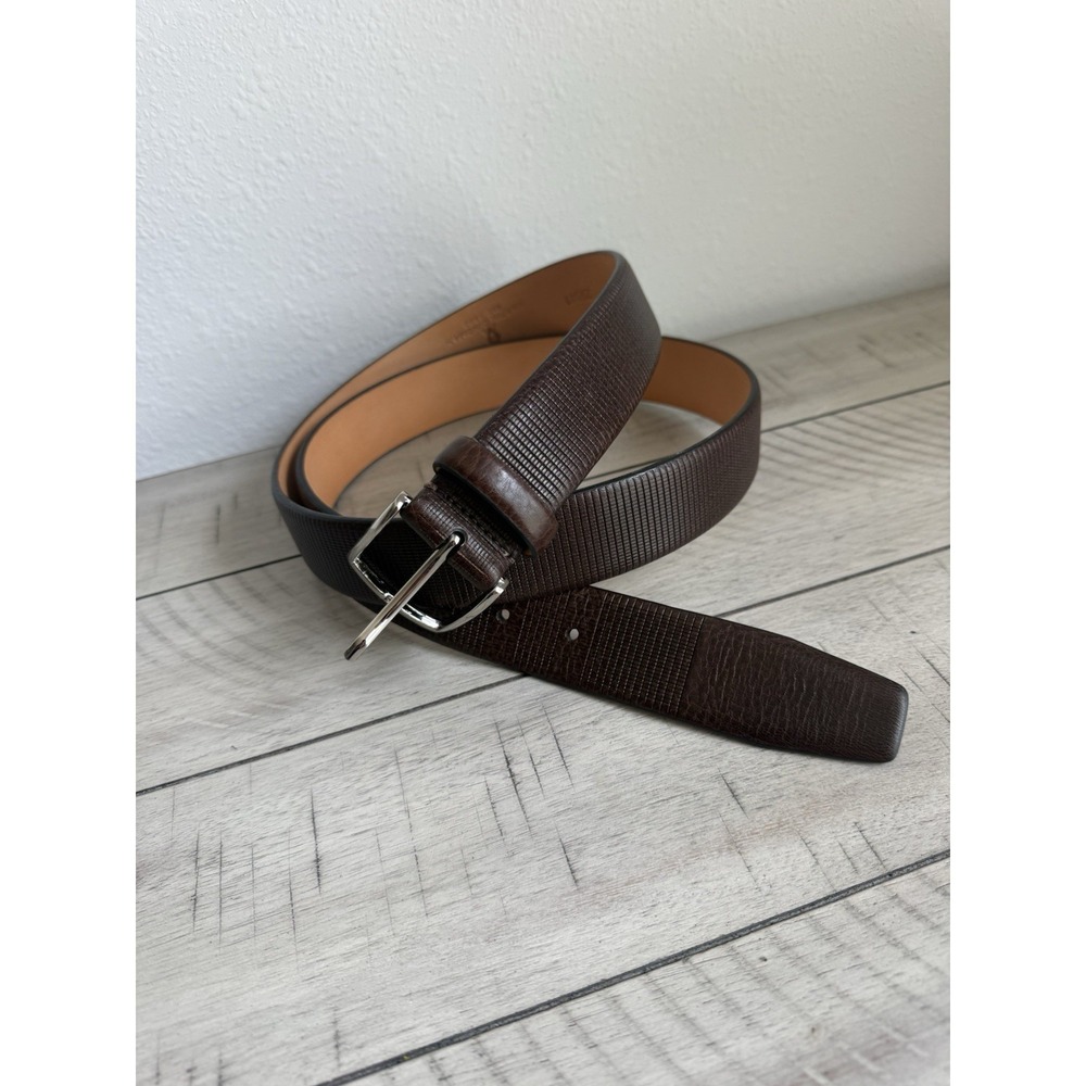 Martin Dingman Brown Italian Equestrian Saddle Leather Lining Belt Men Size 44